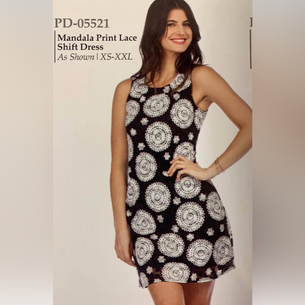COPY - Papillon Mandala Lace Overlay Skater Dress Size Medium - Picture 3 of 16